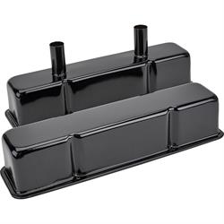 Speedway Chevy Tall Valve Covers w/ Breather Tubes, Black Steel