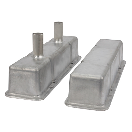 Speedway Chevy Tall Valve Covers w/ Breather Tubes, Plain Aluminum