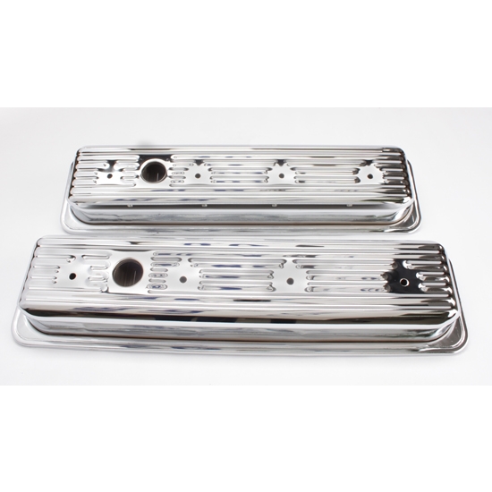 Chrome 1987-Up Small Block Chevy Centerbolt Valve Covers, 1-Hole