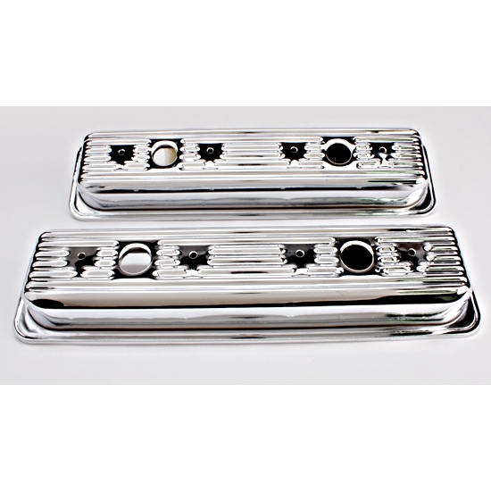 Chrome 1987-Up Small Block Chevy Centerbolt Valve Covers, 2-Hole