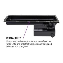 LS Swap Conversion Low Profile Oil Pan, Black, 90 Degree 10 AN