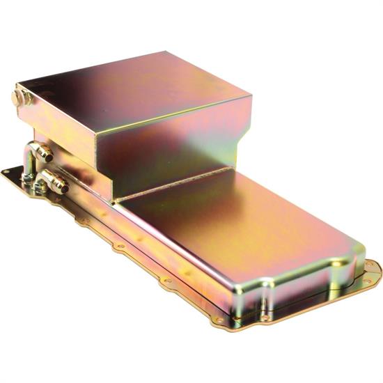 LS Swap Steel Race Oil Pan, 7 Quart, Zinc, 90Degree Fitting