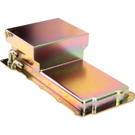 LS Swap Steel Race Oil Pan, 7 Quart, Zinc, 90Degree Fitting