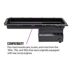 LS Engine Swap Conversion Low Profile Oil Pan, Black, 10 AN