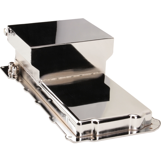 Chrome Steel GM LS 7 Quart Oil Pan, -10 AN Fitting