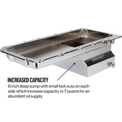 LS Engine Swap Conversion Low Profile Oil Pan, Chrome, 10 AN