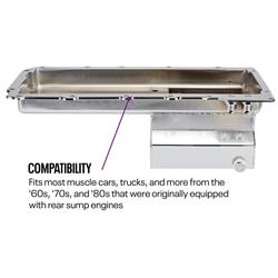 LS Engine Swap Conversion Low Profile Oil Pan, Chrome, 10 AN