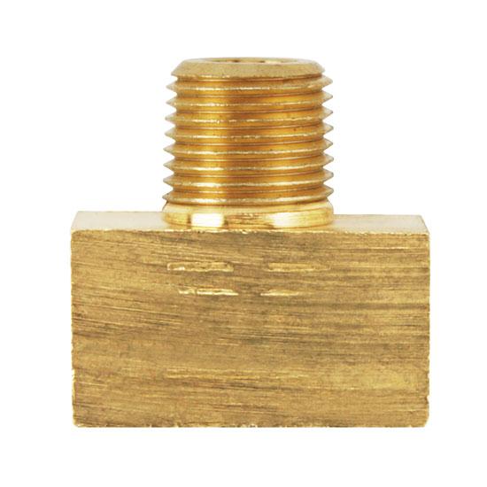 3/8 Inch-24 IFF Each End, 1/8 Inch NPT Male Center, Adapter Tee