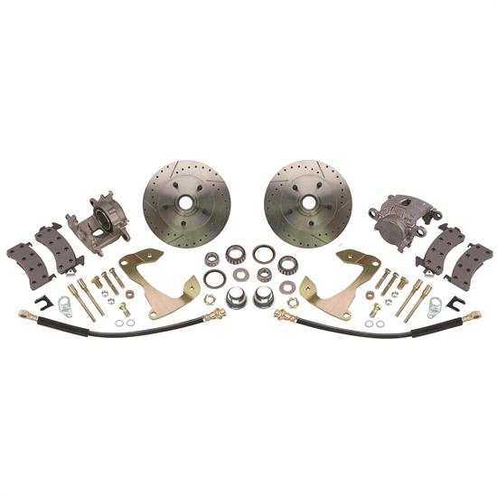 Speedway 1955-57 Chevy Car Front Disc Brake Kit, Drilled/Slotted