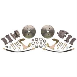 Speedway 1955-57 Chevy Car Front Disc Brake Kit, Drilled/Slotted