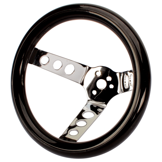 Speedway Classic 9-3/4 Inch Black Steering Wheel w/ Holes