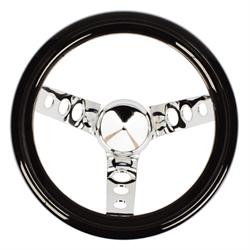 Speedway Classic 9-3/4 Inch Black Steering Wheel w/ Holes