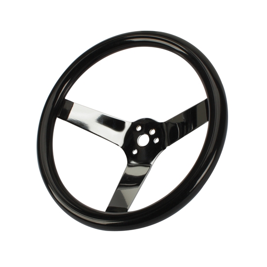 Speedway Classic Solid Spoke 12 Inch Black Steering Wheel - No Holes