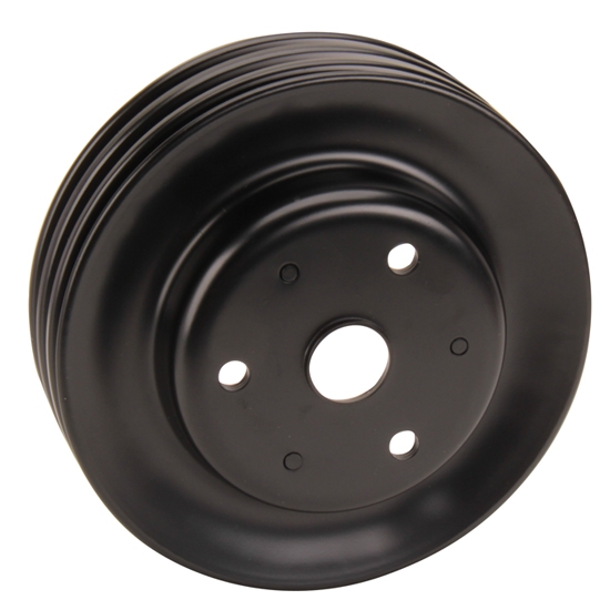 Triple Groove Crank Pulley for Small Block Chevy Long Pump Black