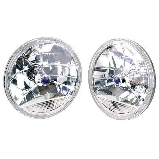 Speedway 7 Inch Tri-Bar Headlights w/ Clear Turn Signal Lens