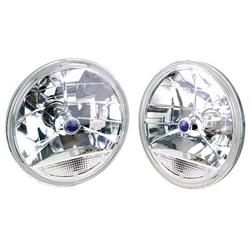 Speedway 7 Inch Tri-Bar Headlights w/ Clear Turn Signal Lens