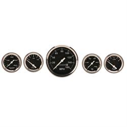 Speedway 5-Gauge Set, Black Face, 3-3/8, Mechanical