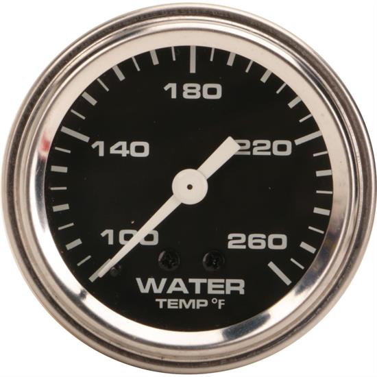 Speedway Mechanical Water Temperature Gauge, 2-1/16 Inch, Black