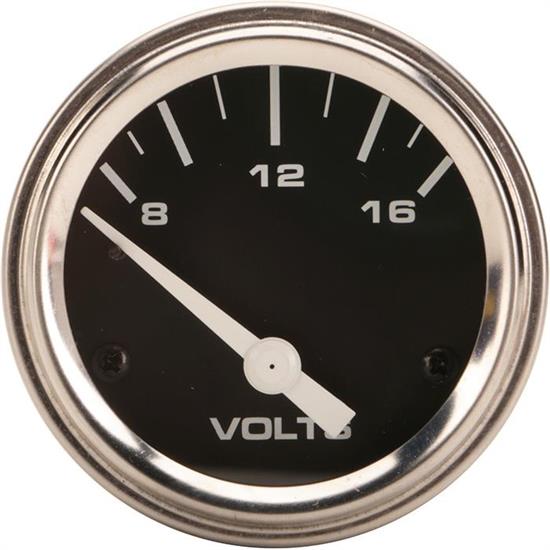 Speedway Electric Voltmeter Gauge, 2-1/16 Inch, Black