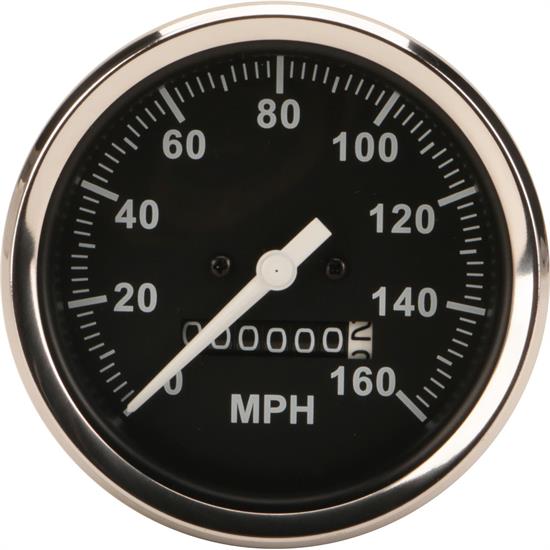 Speedway Speedometer Gauge, Black Face, 3-3/8, Mechanical