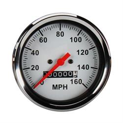 Speedway Speedometer Gauge, White Face, 3-3/8, Mechanical