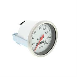 Speedway Speedometer Gauge, White Face, 3-3/8, Mechanical