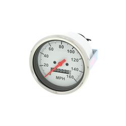 Speedway Speedometer Gauge, White Face, 3-3/8, Mechanical