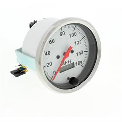 Speedway Speedometer Gauge, White Face, 3-3/8, Electric