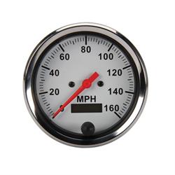 Speedway Speedometer Gauge, White Face, 3-3/8, Electric