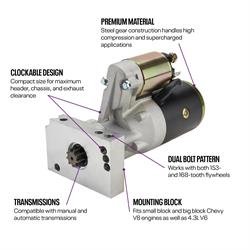 Chevy V8 Mini Starter Kit, High Torque Gear Reduction, SBC, BBC