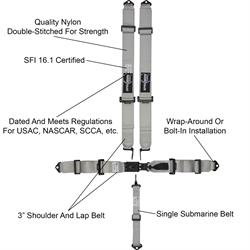 Speedway Elite Series Platinum 5 Point Harness Seat Belt Combo
