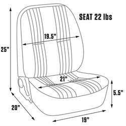 Procar 80-1400-90L Pro-90 Lowback Seat, Driver, Vinyl/Velour