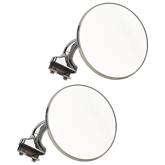 Universal L/R Side Clamp-On Door Top Peep Mirror, 4 Inch, Pair