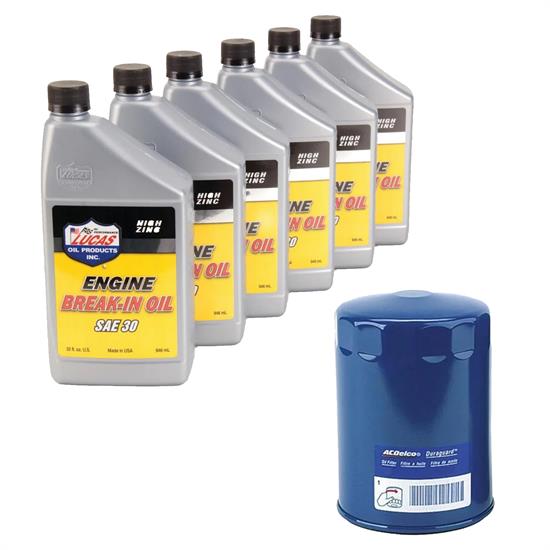 Lucas SAE30 6 Quart/AC Delco PF1218 Filter Break-In Oil Kit