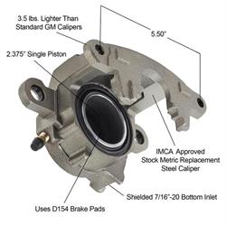 78-88 GM Metric Loaded Brake Caliper Kit w/D154 Hawk Black Pads