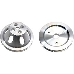 Small Block Chevy Aluminum Single Groove Pulley Set, Short Pump