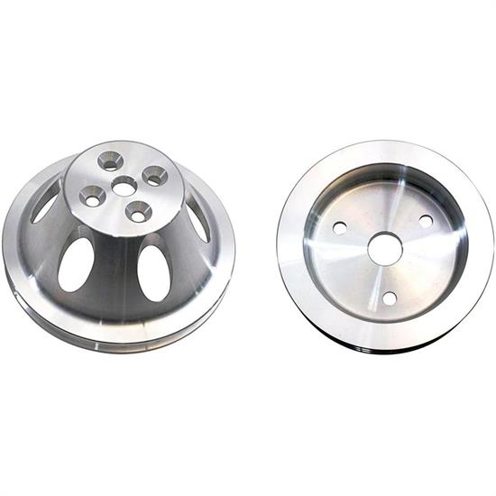 SBC Aluminum Pulley Set, 1-Groove Upper/2-Groove Lower,Short Pump