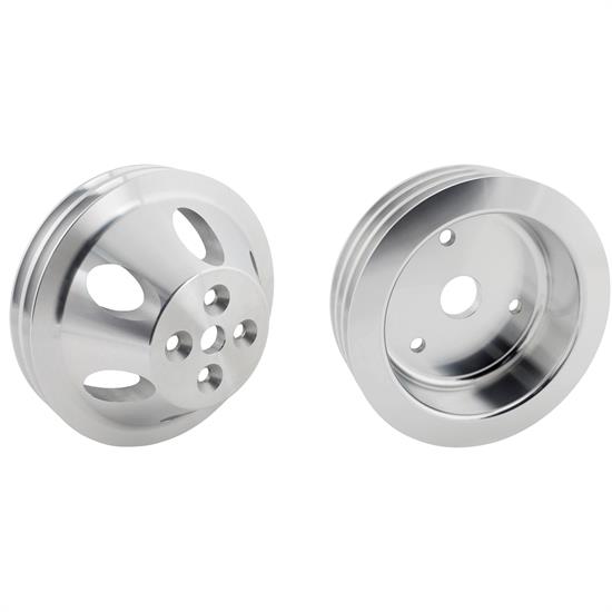 SBC Aluminum Pulley Set, 2-Groove Upper/3-Groove Lower,Short Pump