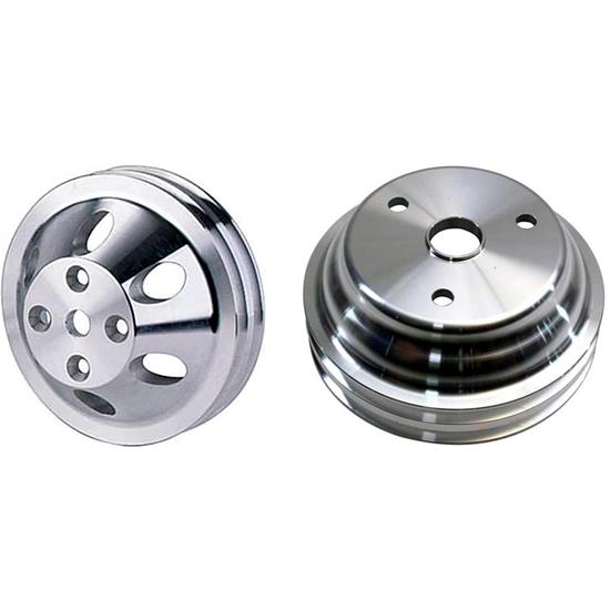 Small Block Chevy Aluminum Double Groove Pulley Set, Long Pump