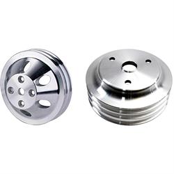 SBC Aluminum Pulley Set, 2-Groove Upper/3-Groove Lower, Long Pump