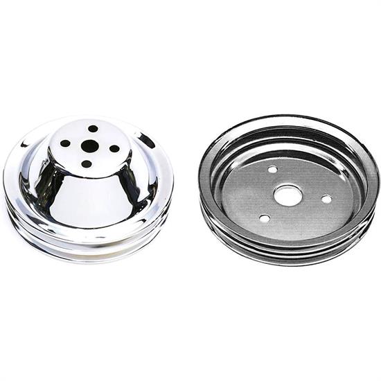 Small Block Chevy Chrome Double Groove Pulley Set, Short Pump
