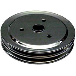 Small Block Chevy Chrome Double Groove Pulley Set, Short Pump