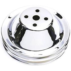 Small Block Chevy Chrome Double Groove Pulley Set, Short Pump