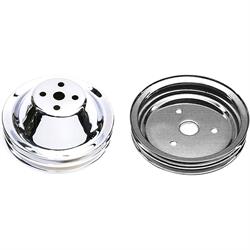 Small Block Chevy Chrome Double Groove Pulley Set, Short Pump