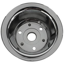 Small Block Chevy Chrome Single Groove Pulley Set, Long Pump