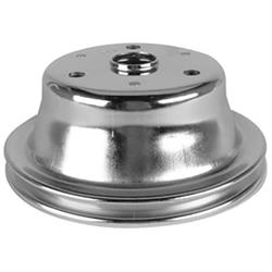 Small Block Chevy Chrome Single Groove Pulley Set, Long Pump