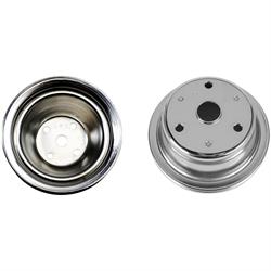Small Block Chevy Chrome Single Groove Pulley Set, Long Pump