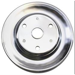 SBC Chrome Pulley Set, 2-Groove Upper/3-Groove Lower, Long Pump