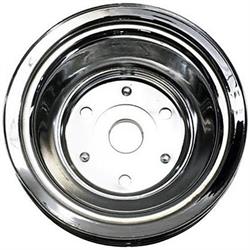 SBC Chrome Pulley Set, 2-Groove Upper/3-Groove Lower, Long Pump