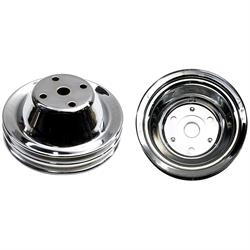 SBC Chrome Pulley Set, 2-Groove Upper/3-Groove Lower, Long Pump